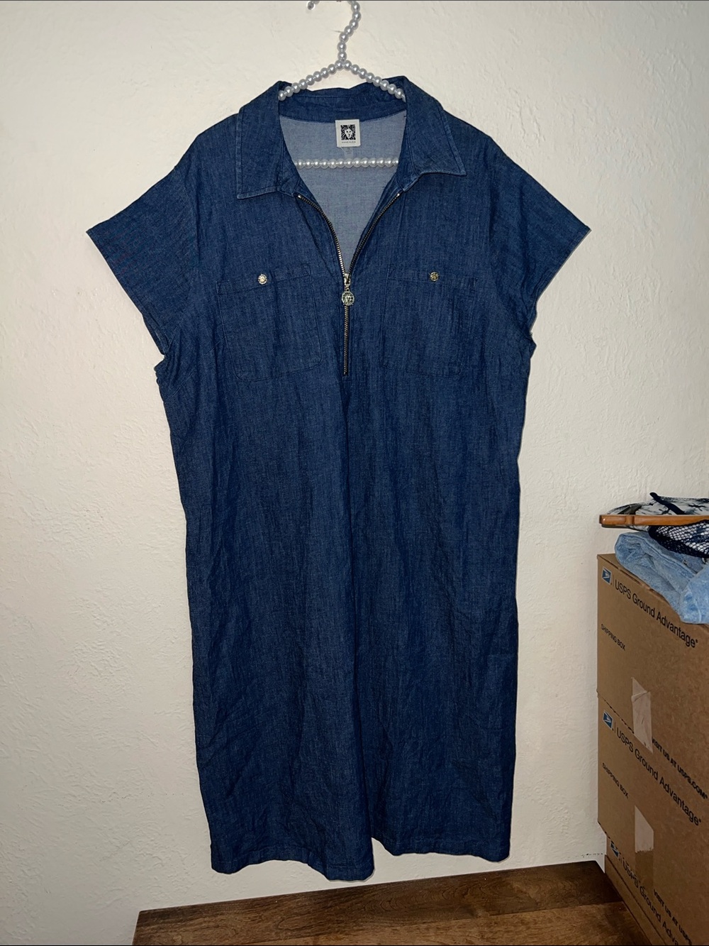 Anne Klein 1X chambray denim dress